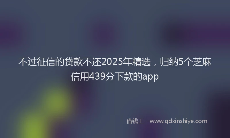 不过征信的贷款不还2025年精选，归纳5个芝麻信用439分下款的app