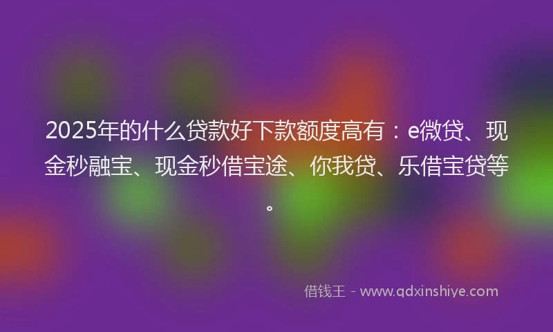 2025年的什么贷款好下款额度高有：e微贷、现金秒融宝、现金秒借宝途、你我贷、乐借宝贷等。