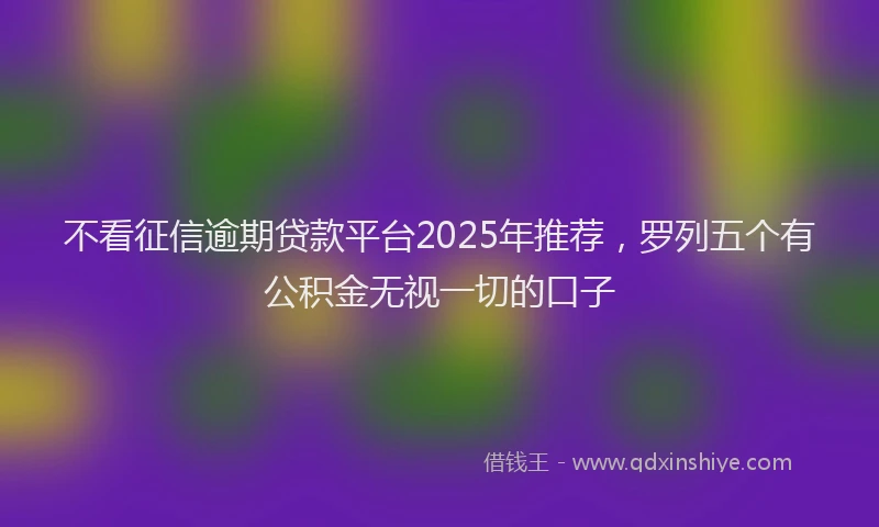 不看征信逾期贷款平台2025年推荐，罗列五个有公积金无视一切的口子