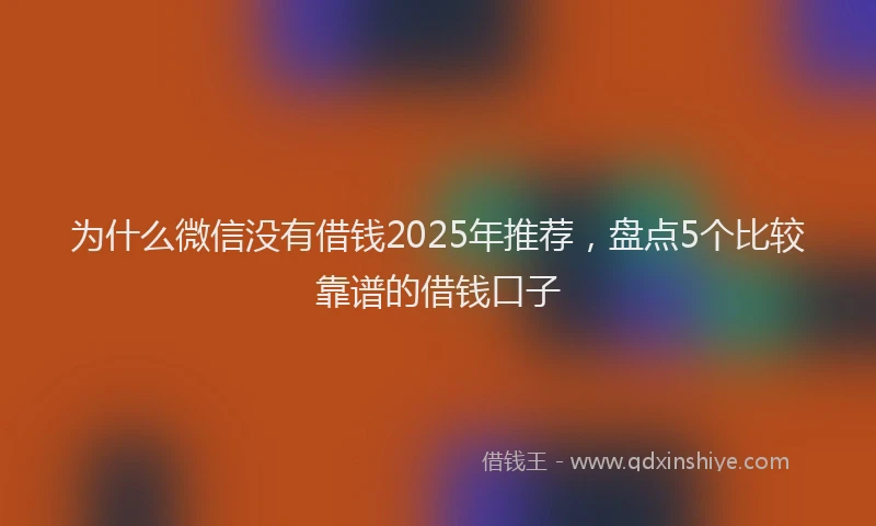 为什么微信没有借钱2025年推荐，盘点5个比较靠谱的借钱口子