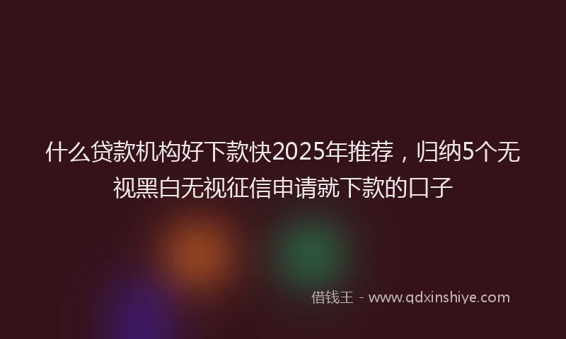 什么贷款机构好下款快2025年推荐，归纳5个无视黑白无视征信申请就下款的口子