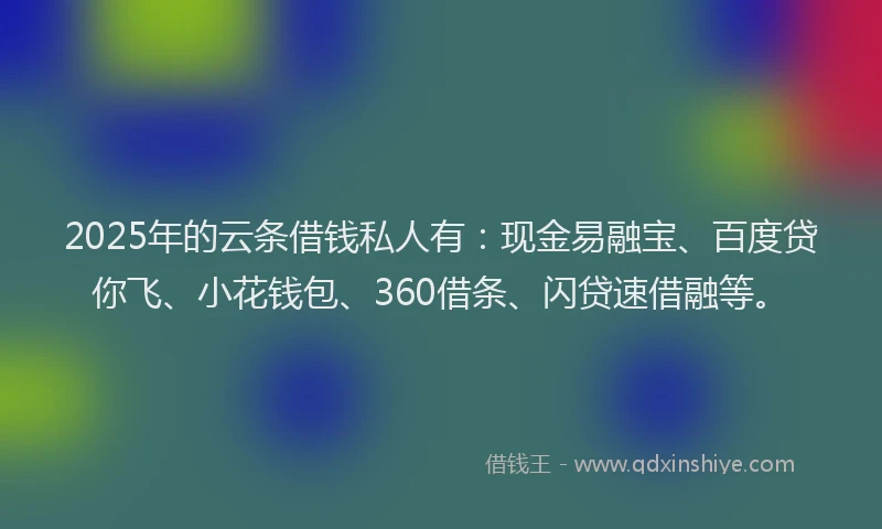 2025年的云条借钱私人有：现金易融宝、百度贷你飞、小花钱包、360借条、闪贷速借融等。
