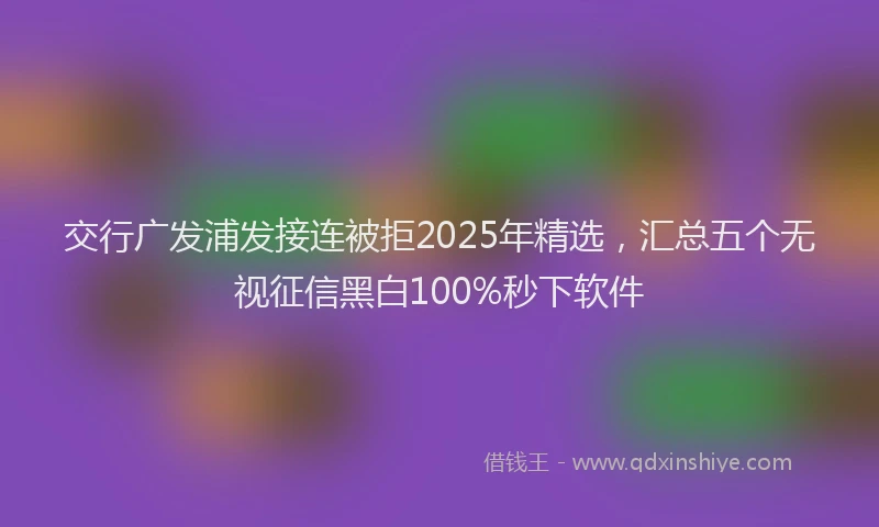 交行广发浦发接连被拒2025年精选，汇总五个无视征信黑白100%秒下软件