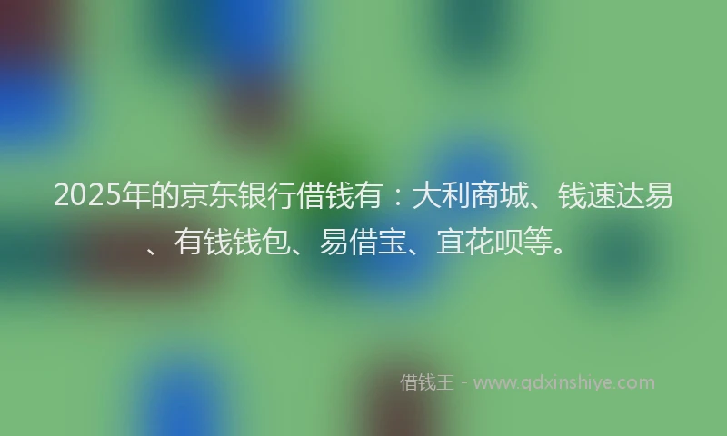 2025年的京东银行借钱有：大利商城、钱速达易、有钱钱包、易借宝、宜花呗等。