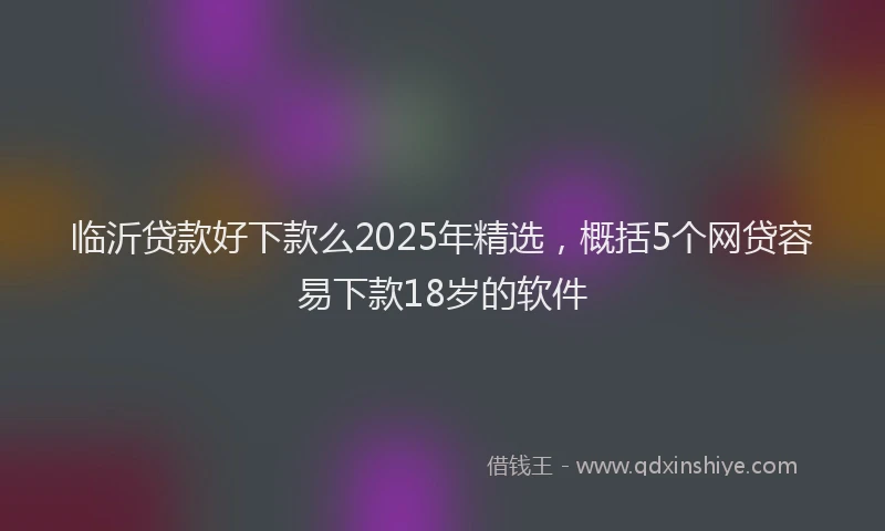 临沂贷款好下款么2025年精选，概括5个网贷容易下款18岁的软件