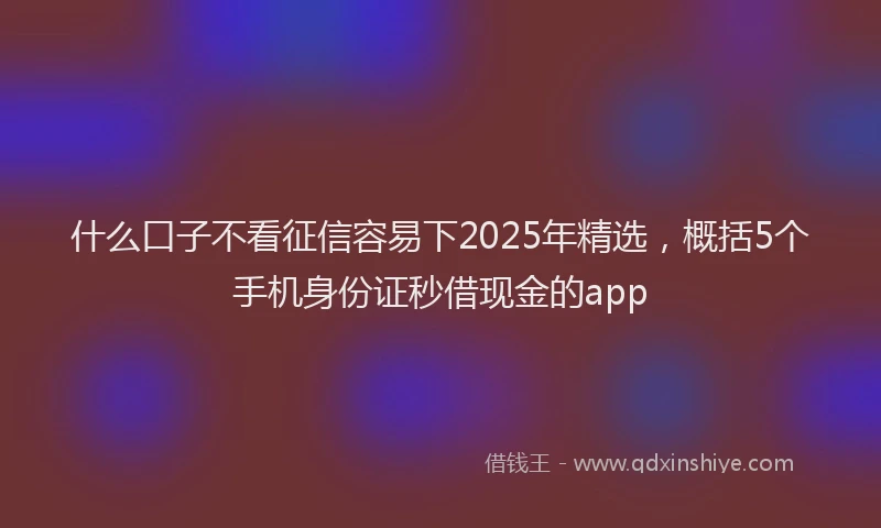 什么口子不看征信容易下2025年精选，概括5个手机身份证秒借现金的app
