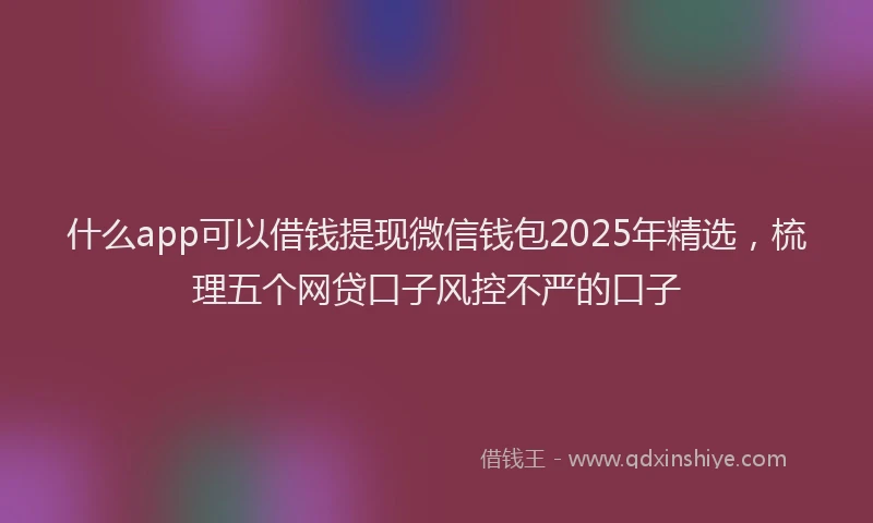 什么app可以借钱提现微信钱包2025年精选，梳理五个网贷口子风控不严的口子