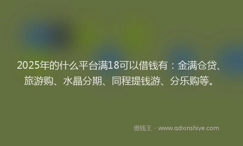 2025年的什么平台满18可以借钱有：金满仓贷、旅游购、水晶分期、同程提钱游、分乐购等。