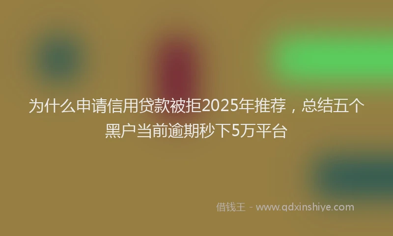 为什么申请信用贷款被拒2025年推荐，总结五个黑户当前逾期秒下5万平台