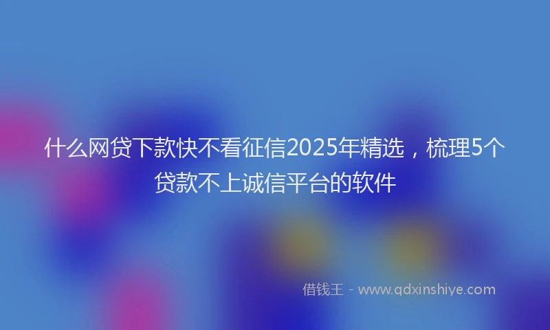 什么网贷下款快不看征信2025年精选，梳理5个贷款不上诚信平台的软件