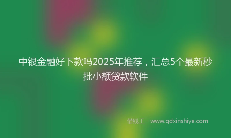 中银金融好下款吗2025年推荐，汇总5个最新秒批小额贷款软件