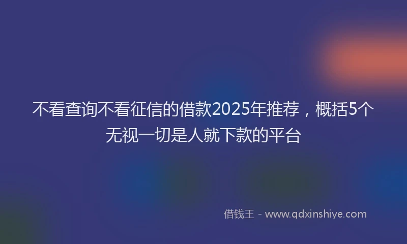 不看查询不看征信的借款2025年推荐，概括5个无视一切是人就下款的平台