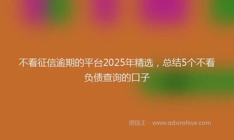 不看征信逾期的平台2025年精选，总结5个不看负债查询的口子