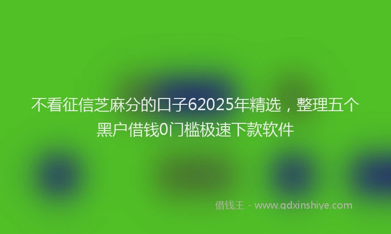 不看征信芝麻分的口子62025年精选，整理五个黑户借钱0门槛极速下款软件
