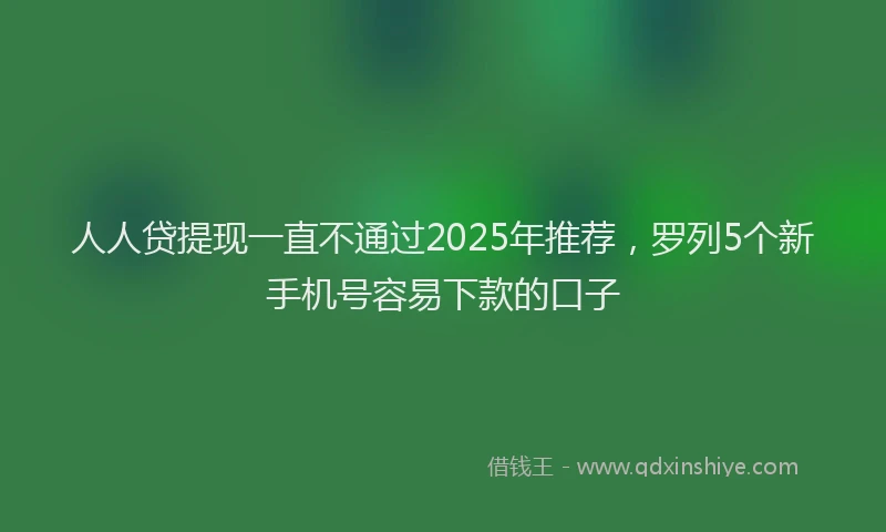 人人贷提现一直不通过2025年推荐，罗列5个新手机号容易下款的口子
