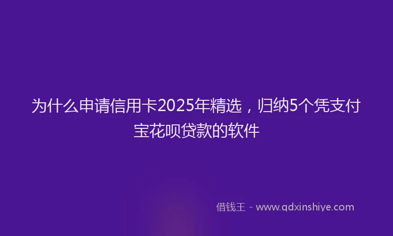 为什么申请信用卡2025年精选，归纳5个凭支付宝花呗贷款的软件