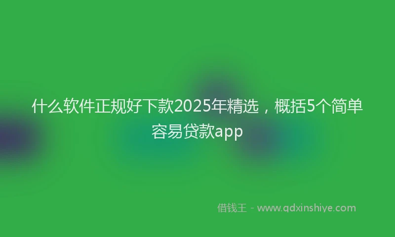 什么软件正规好下款2025年精选，概括5个简单容易贷款app