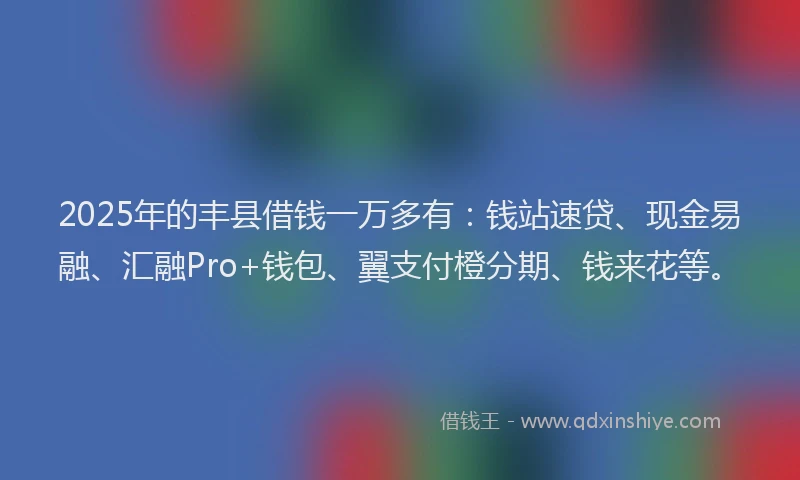 2025年的丰县借钱一万多有：钱站速贷、现金易融、汇融Pro+钱包、翼支付橙分期、钱来花等。