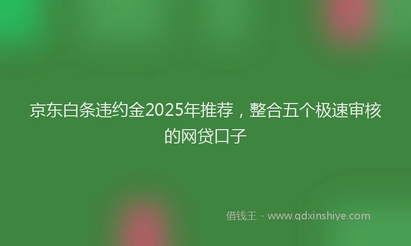 京东白条违约金2025年推荐，整合五个极速审核的网贷口子
