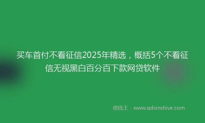 买车首付不看征信2025年精选，概括5个不看征信无视黑白百分百下款网贷软件