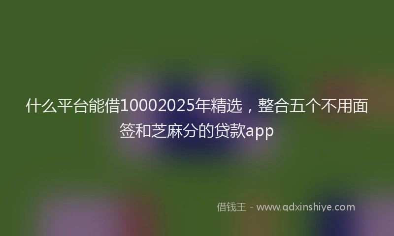 什么平台能借10002025年精选，整合五个不用面签和芝麻分的贷款app