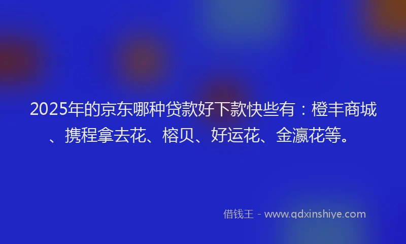 2025年的京东哪种贷款好下款快些有：橙丰商城、携程拿去花、榕贝、好运花、金瀛花等。