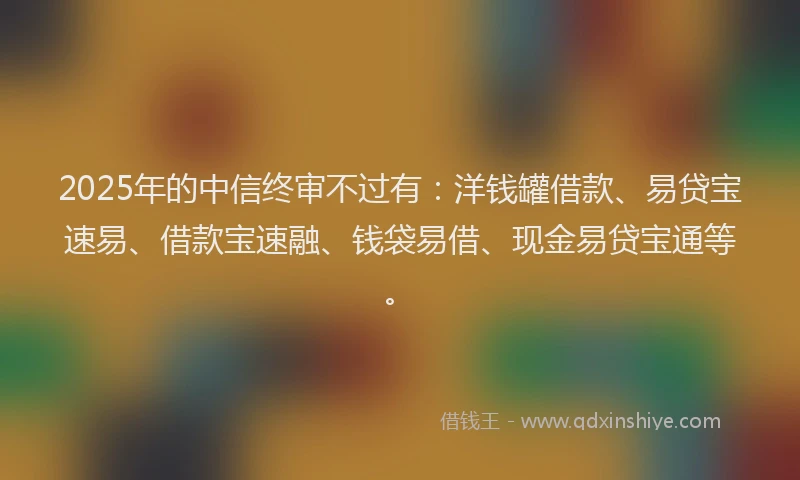 2025年的中信终审不过有：洋钱罐借款、易贷宝速易、借款宝速融、钱袋易借、现金易贷宝通等。