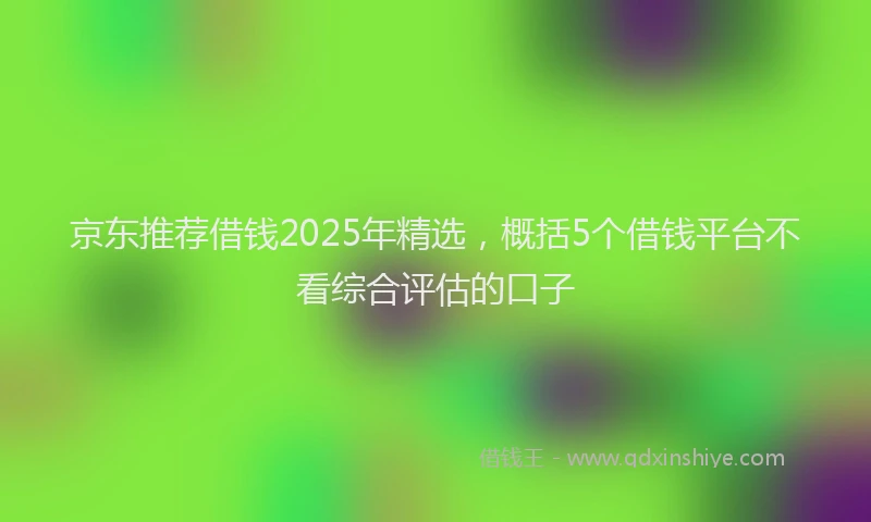 京东推荐借钱2025年精选，概括5个借钱平台不看综合评估的口子