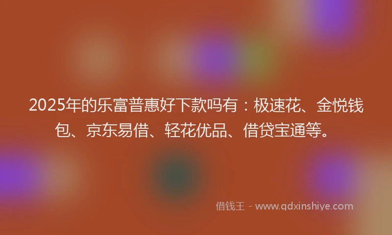 2025年的乐富普惠好下款吗有：极速花、金悦钱包、京东易借、轻花优品、借贷宝通等。