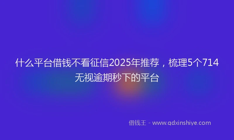 什么平台借钱不看征信2025年推荐，梳理5个714无视逾期秒下的平台