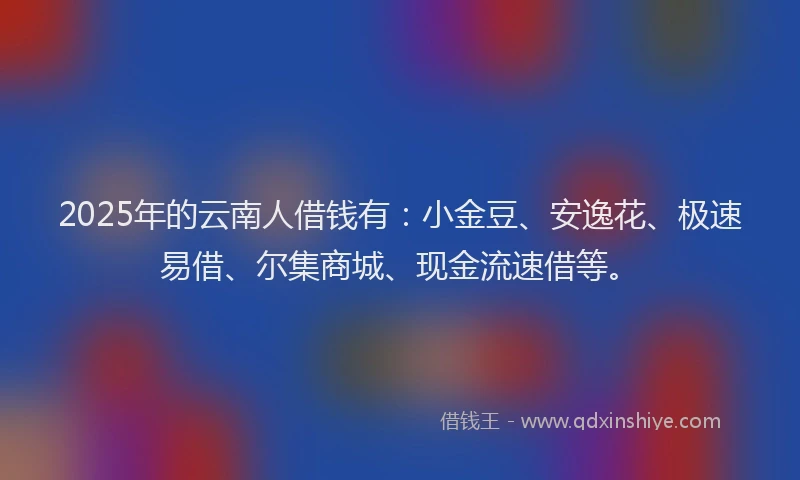 2025年的云南人借钱有：小金豆、安逸花、极速易借、尔集商城、现金流速借等。