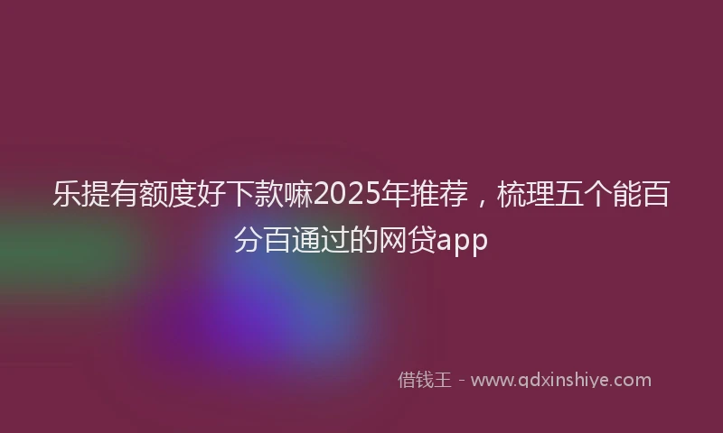乐提有额度好下款嘛2025年推荐，梳理五个能百分百通过的网贷app