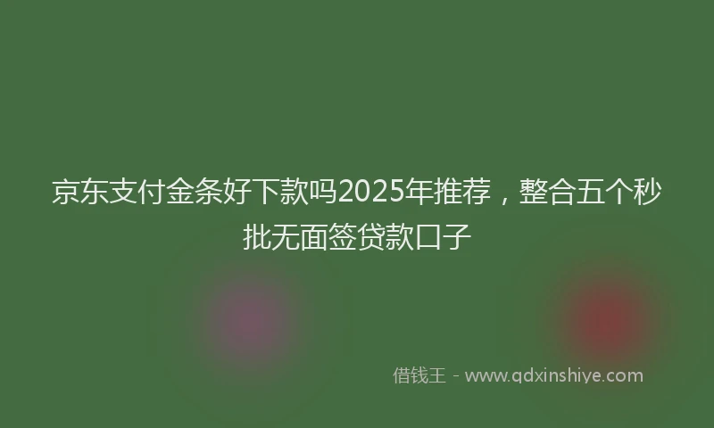 京东支付金条好下款吗2025年推荐，整合五个秒批无面签贷款口子