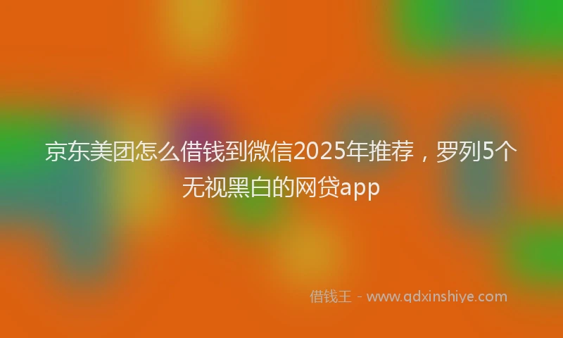 京东美团怎么借钱到微信2025年推荐，罗列5个无视黑白的网贷app