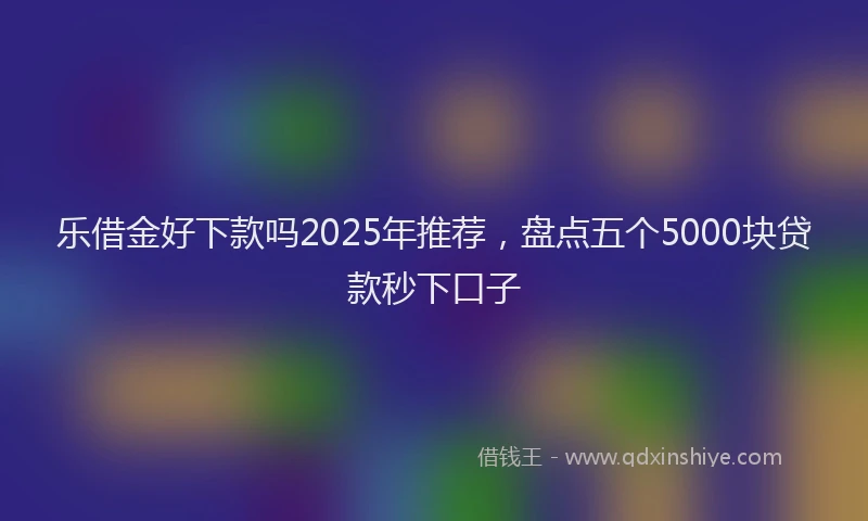 乐借金好下款吗2025年推荐，盘点五个5000块贷款秒下口子