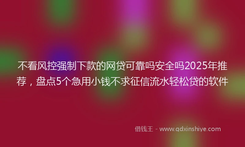 不看风控强制下款的网贷可靠吗安全吗2025年推荐，盘点5个急用小钱不求征信流水轻松贷的软件