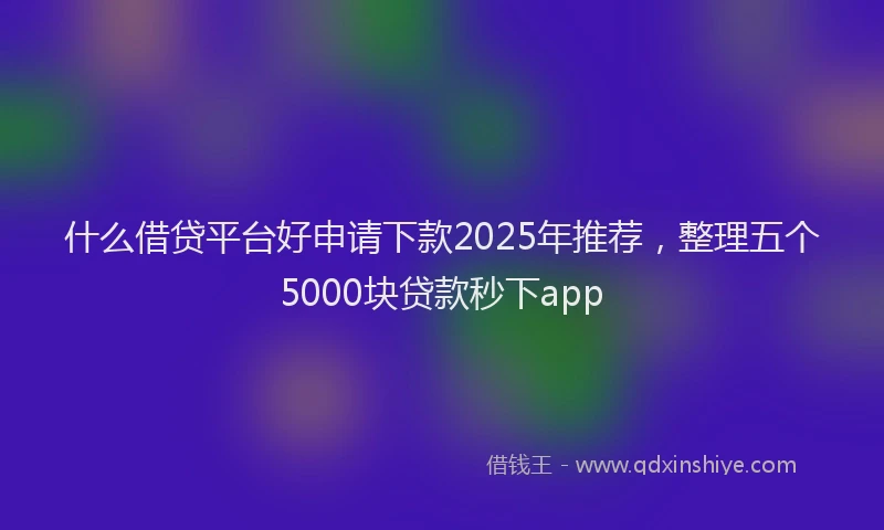 什么借贷平台好申请下款2025年推荐，整理五个5000块贷款秒下app