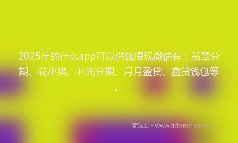 2025年的什么app可以借钱提现微信有：翡翠分期、花小猪、时光分期、月月盈贷、鑫贷钱包等。