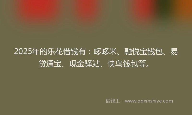 2025年的乐花借钱有：哆哆米、融悦宝钱包、易贷通宝、现金驿站、快鸟钱包等。