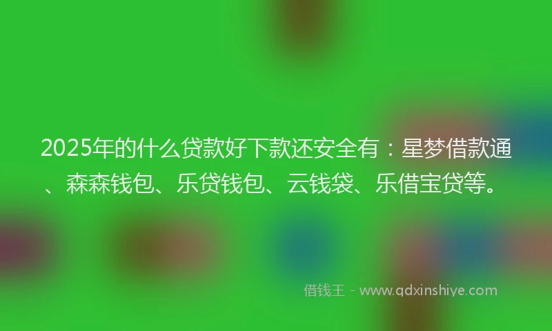 2025年的什么贷款好下款还安全有：星梦借款通、森森钱包、乐贷钱包、云钱袋、乐借宝贷等。