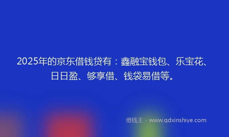 2025年的京东借钱贷有：鑫融宝钱包、乐宝花、日日盈、够享借、钱袋易借等。