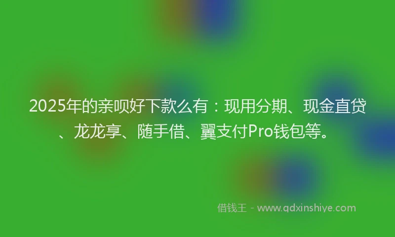 2025年的亲呗好下款么有：现用分期、现金直贷、龙龙享、随手借、翼支付Pro钱包等。