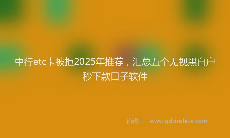 中行etc卡被拒2025年推荐，汇总五个无视黑白户秒下款口子软件