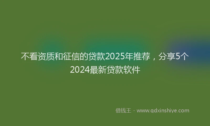 不看资质和征信的贷款2025年推荐，分享5个2024最新贷款软件
