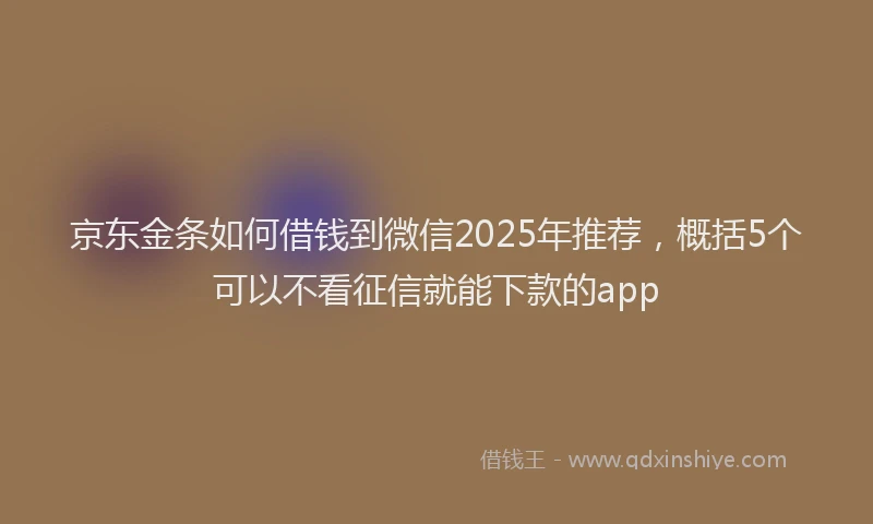 京东金条如何借钱到微信2025年推荐，概括5个可以不看征信就能下款的app