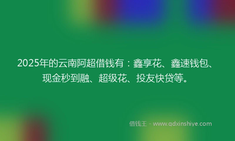 2025年的云南阿超借钱有：鑫享花、鑫速钱包、现金秒到融、超级花、投友快贷等。