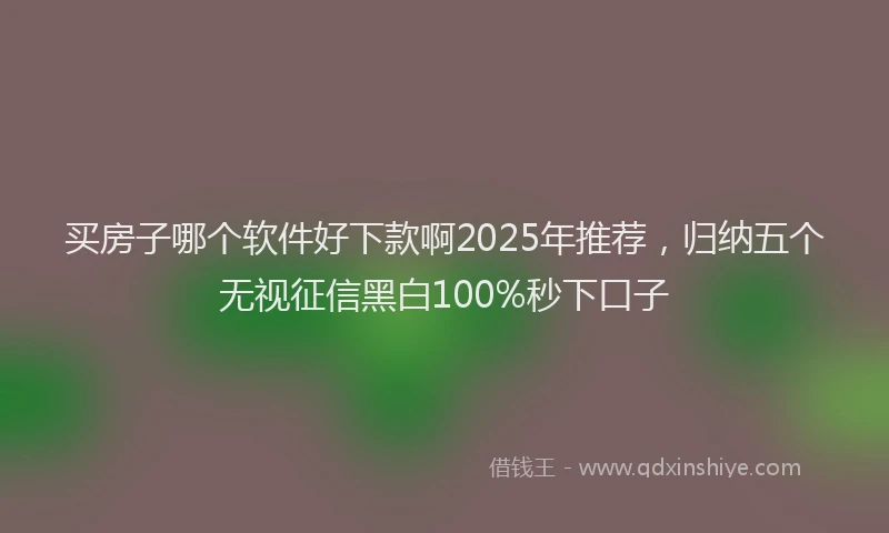 买房子哪个软件好下款啊2025年推荐，归纳五个无视征信黑白100%秒下口子