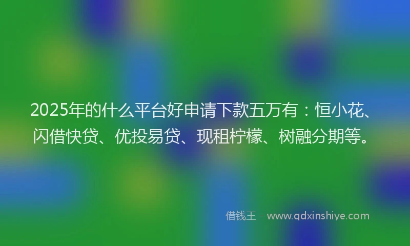 2025年的什么平台好申请下款五万有：恒小花、闪借快贷、优投易贷、现租柠檬、树融分期等。