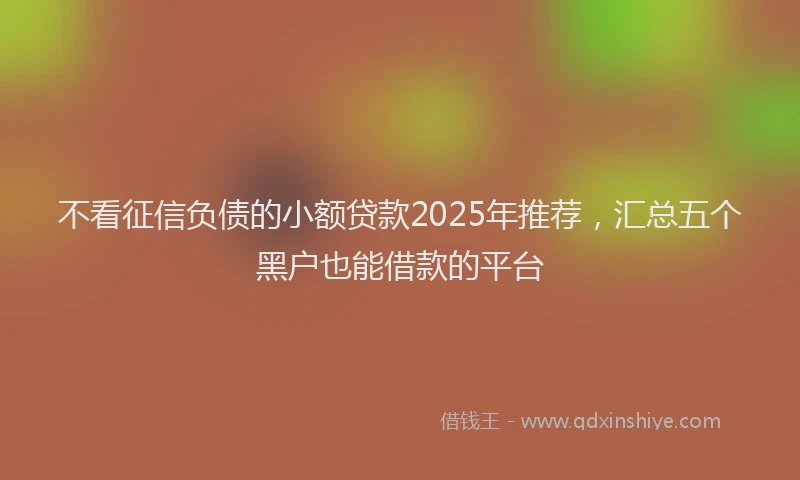 不看征信负债的小额贷款2025年推荐，汇总五个黑户也能借款的平台