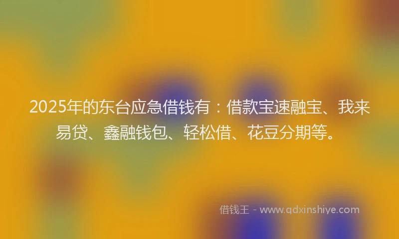 2025年的东台应急借钱有：借款宝速融宝、我来易贷、鑫融钱包、轻松借、花豆分期等。